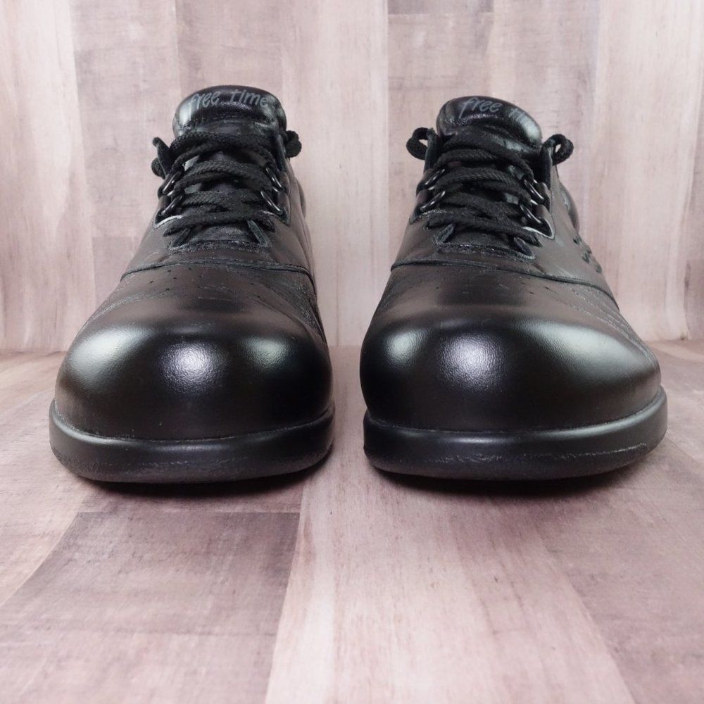 SAS Walking Shoes Womens 10.5 N Narrow Free Time Black Leather Orthotic Sneakers - Picture 4 of 10